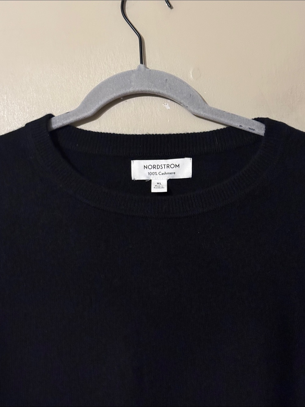 NWOT- Nordstrom Cashmere Crewneck Sweater, Black, size XL - Picture 6 of 12